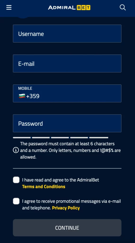 Login via browser mobile